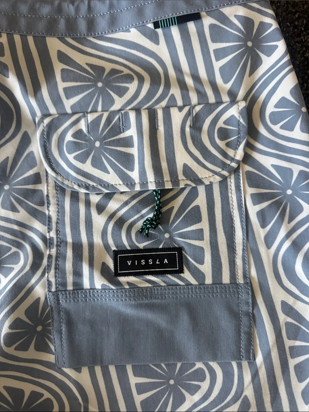 VISSLA Light Blue Geo Wave Swim Shorts